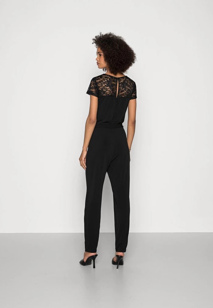 Costumes ANNA FIELD Anna Field Occasion Lace Short Sleeves Belted Jumpsuit Noir Femme | JRE-0987303